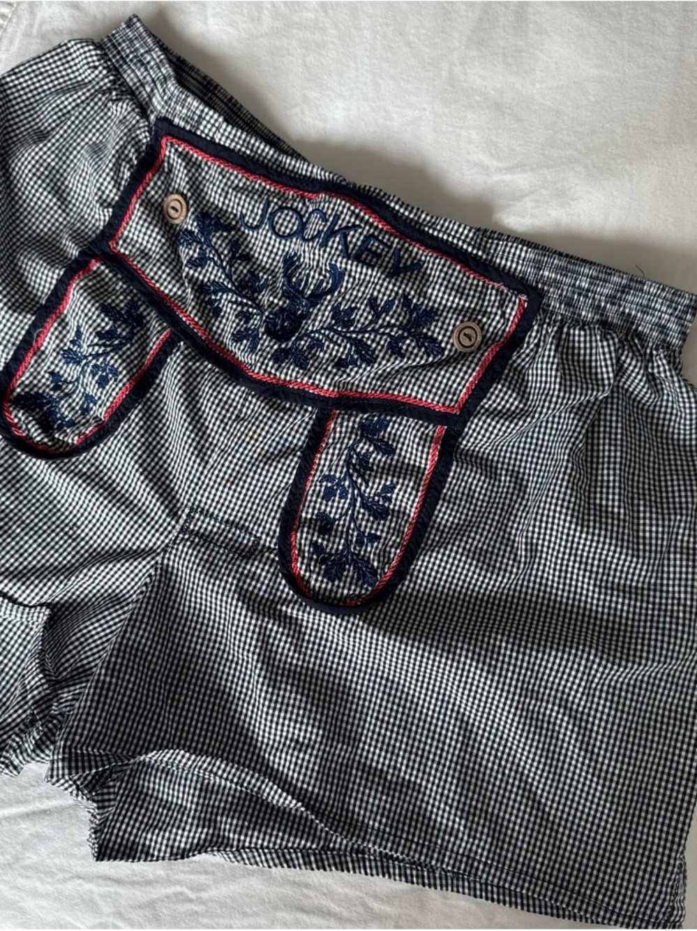 Jockey Women’s Navy Gingham Embroidered Shorts